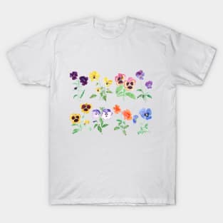 Colorful pansy garden watercolor T-Shirt